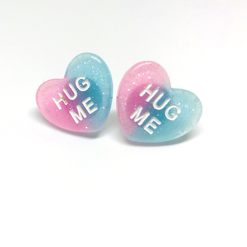 Hug Me Ombr Glitter Conversation Heart Earrings Black Friday Sale